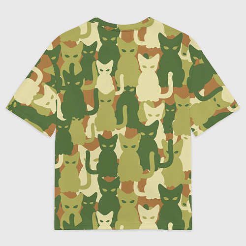 Мужская футболка оверсайз Камуфляж- зелёные кошки / 3D-принт – фото 2