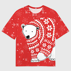 Футболка оверсайз мужская Новогодний медведь, цвет: 3D-принт