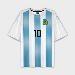 Мужская футболка оверсайз Сборная Аргентины: Месси ЧМ-2018