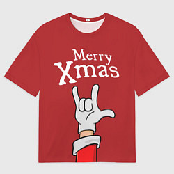 Футболка оверсайз мужская Merry Xmas - Santas hand, цвет: 3D-принт