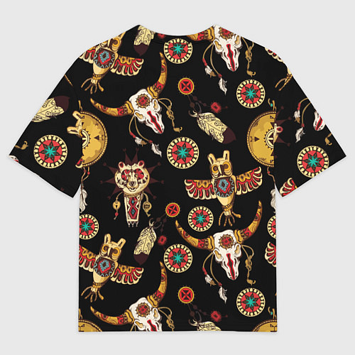 Мужская футболка оверсайз Индейские культовые символы / 3D-принт – фото 2