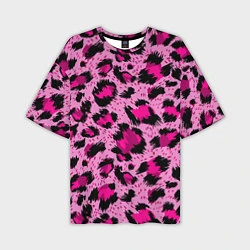 Мужская футболка оверсайз Розовый леопард