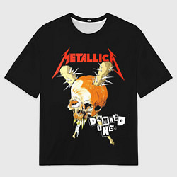Мужская футболка оверсайз Metallica - orange skull