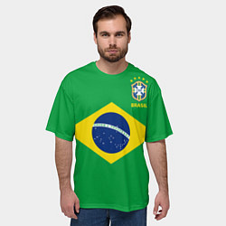 Футболка оверсайз мужская Сборная Бразилии: зеленая, цвет: 3D-принт — фото 2