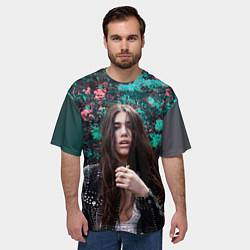 Футболка оверсайз мужская Dua Lipa: Floral, цвет: 3D-принт — фото 2