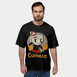 Футболка оверсайз мужская Cuphead: Mugman, цвет: 3D-принт — фото 2