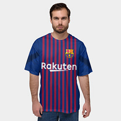 Футболка оверсайз мужская FC Barcelona: Messi Home 18/19, цвет: 3D-принт — фото 2