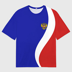 Футболка оверсайз мужская Герб РФ Триколор, цвет: 3D-принт