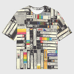 Футболка оверсайз мужская VHS-кассеты, цвет: 3D-принт