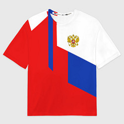 Футболка оверсайз мужская Russia: Geometry Tricolor, цвет: 3D-принт