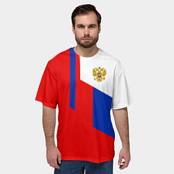Футболка оверсайз мужская Russia: Geometry Tricolor, цвет: 3D-принт — фото 2