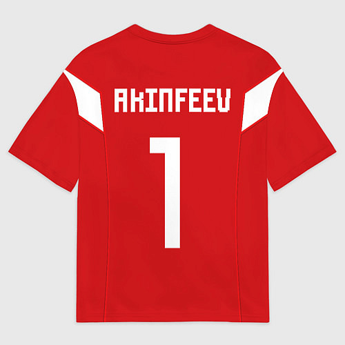 Мужская футболка оверсайз Россия: Акинфеев ЧМ-2018 / 3D-принт – фото 2
