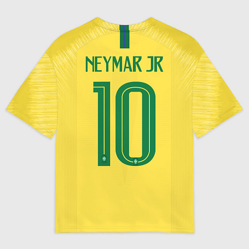 Мужская футболка оверсайз Сборная Бразилии: Неймар ЧМ-2018 домашняя / 3D-принт – фото 2