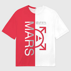Футболка оверсайз мужская 30 seconds to Mars - emblem, цвет: 3D-принт