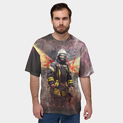 Футболка оверсайз мужская Пожарный ангел, цвет: 3D-принт — фото 2