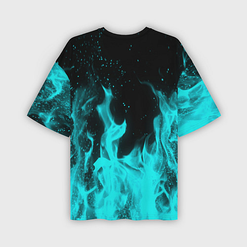Мужская футболка оверсайз R6S: Turquoise Flame / 3D-принт – фото 2