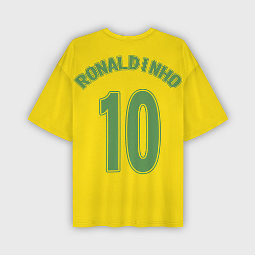 Мужская футболка оверсайз Сборная Бразилии: Роналдиньо 10 / 3D-принт – фото 2