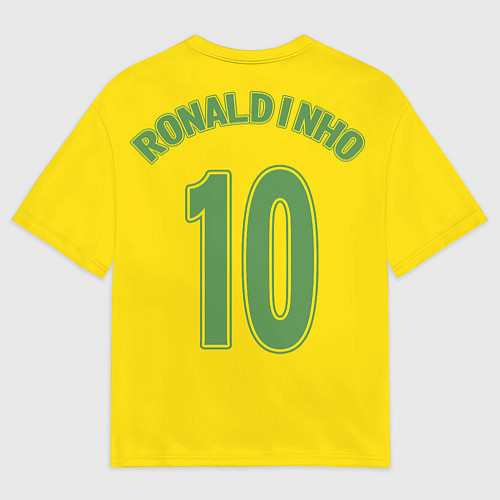 Мужская футболка оверсайз Сборная Бразилии: Роналдиньо 10 / 3D-принт – фото 2