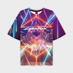 Мужская футболка оверсайз Cyberpunk 2077: Neon Lines