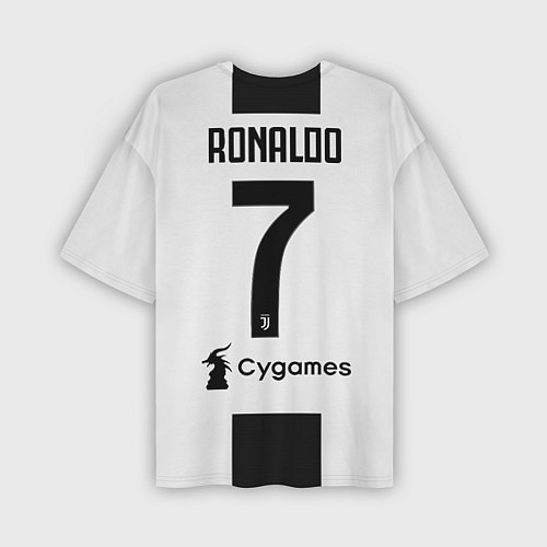 Мужская футболка оверсайз FC Juventus: Ronaldo Home 18-19 / 3D-принт – фото 2