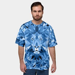 Футболка оверсайз мужская Сине-бело-голубой лев, цвет: 3D-принт — фото 2