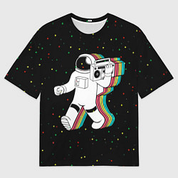 Мужская футболка оверсайз Космонавт с магнитофоном