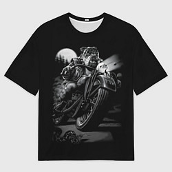 Футболка оверсайз мужская Бульдог-байкер, цвет: 3D-принт