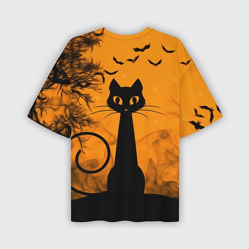 Мужская футболка оверсайз Halloween Cat / 3D-принт – фото 2