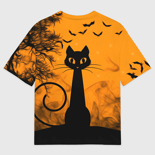 Мужская футболка оверсайз Halloween Cat / 3D-принт – фото 2