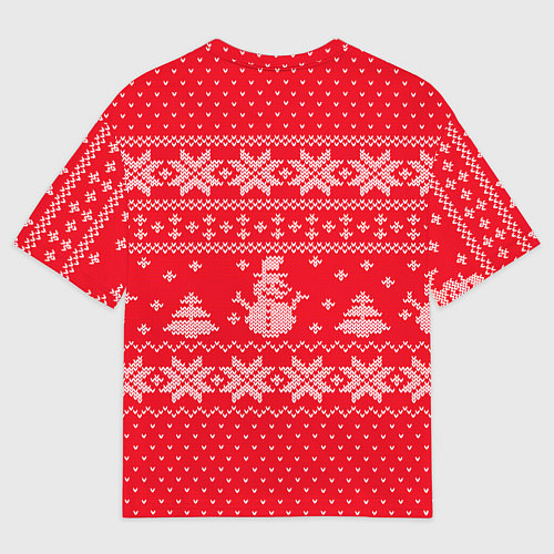 Мужская футболка оверсайз Новогодний Егор ugly sweater со снеговиками / 3D-принт – фото 2