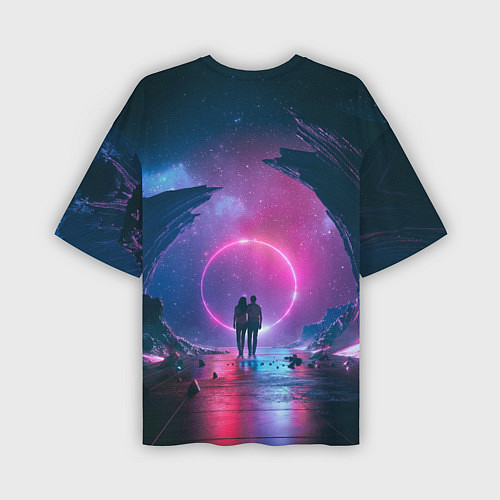 Мужская футболка оверсайз Любовь в космосе / 3D-принт – фото 2