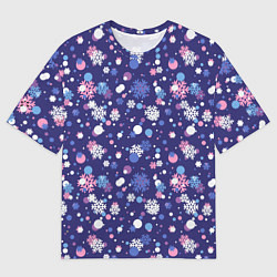 Мужская футболка оверсайз Снежинки и конфетти