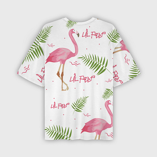Мужская футболка оверсайз Lil Peep: Pink Flamingo / 3D-принт – фото 2