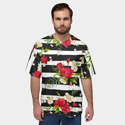 Футболка оверсайз мужская Розы и орхидеи, цвет: 3D-принт — фото 2