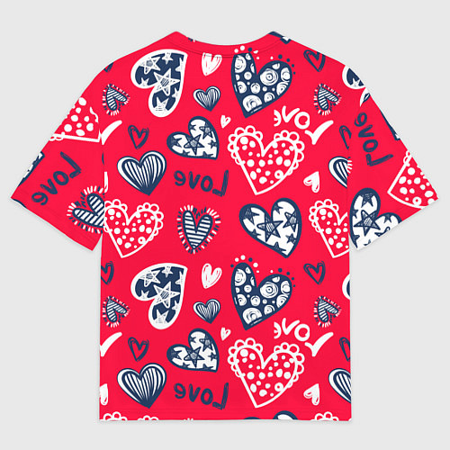 Мужская футболка оверсайз Сердечки - паттерн / 3D-принт – фото 2