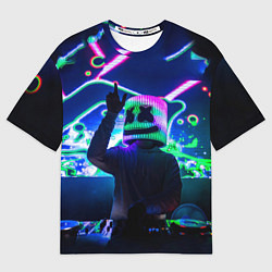 Футболка оверсайз мужская Marshmello: Neon DJ, цвет: 3D-принт