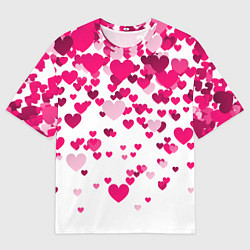 Футболка оверсайз мужская Сердца розовые падают, цвет: 3D-принт
