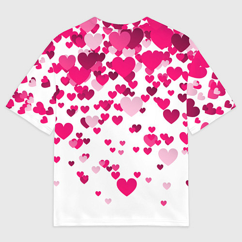 Мужская футболка оверсайз Сердца розовые падают / 3D-принт – фото 2