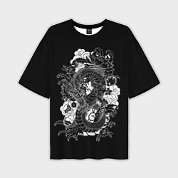 Мужская футболка оверсайз Японский дракон