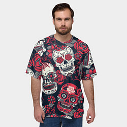 Футболка оверсайз мужская Мексиканские черепа, цвет: 3D-принт — фото 2
