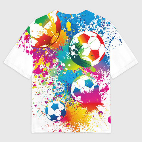 Мужская футболка оверсайз Футбольные мячи - красочные брызги / 3D-принт – фото 2