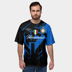 Футболка оверсайз мужская Интер Милан логотипы, цвет: 3D-принт — фото 2