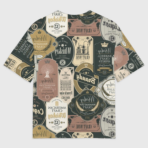 Мужская футболка оверсайз Этикетки мира Виски / 3D-принт – фото 2