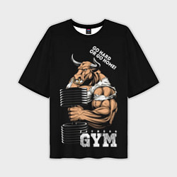 Мужская футболка оверсайз Go heavy or go home - bull