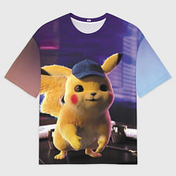 Футболка оверсайз мужская Пикачу Детектив, цвет: 3D-принт