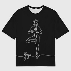 Мужская футболка оверсайз Йога - линейный рисунок