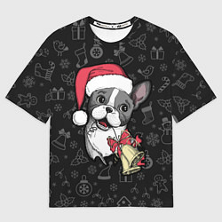 Футболка оверсайз мужская Merry Christmas - french bulldog, цвет: 3D-принт
