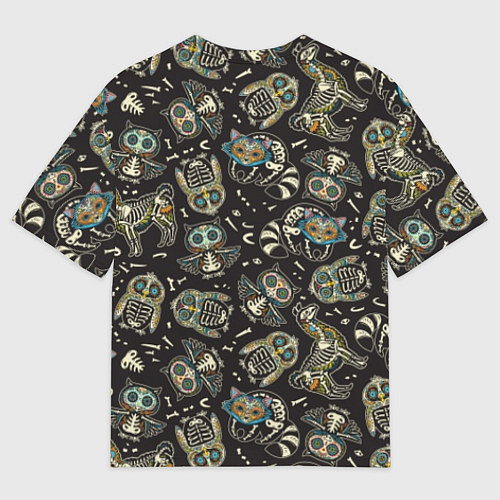Мужская футболка оверсайз День мертвых - звери и птицы / 3D-принт – фото 2