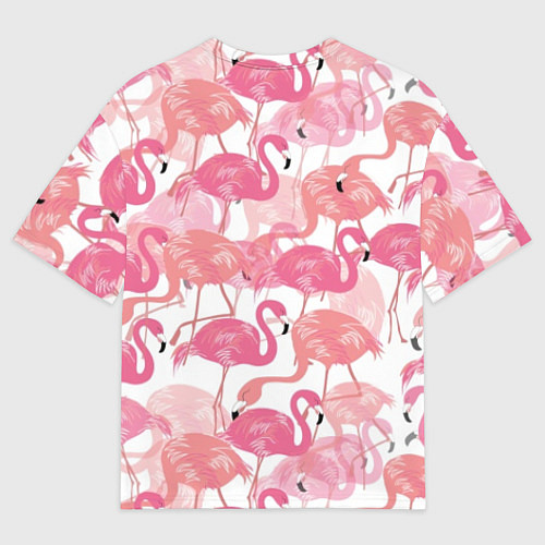 Мужская футболка оверсайз Рай фламинго / 3D-принт – фото 2