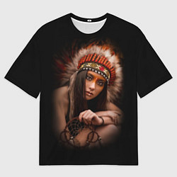 Футболка оверсайз мужская Индейская девушка, цвет: 3D-принт
